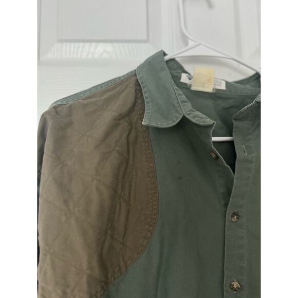 Columbia Sportswear Color Block Canvas Button Down Green Beige Sz: XL - Picture 2 of 6